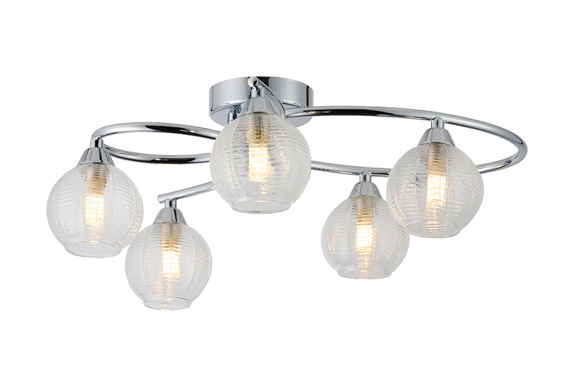 D1065CH  Beatrix Flush Ceiling, 5 x G9, Polished Chrome/Clear Glass